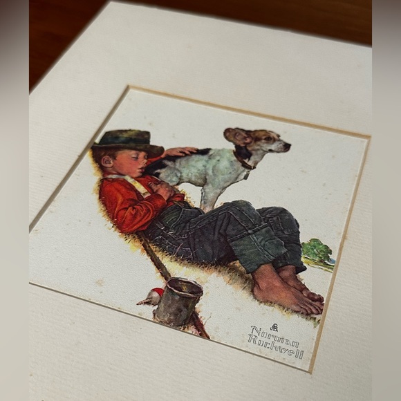 Two Vintage Norman Rockwell Boy with Dog Matted Prints (Free Gift?) - Picture 9 of 10